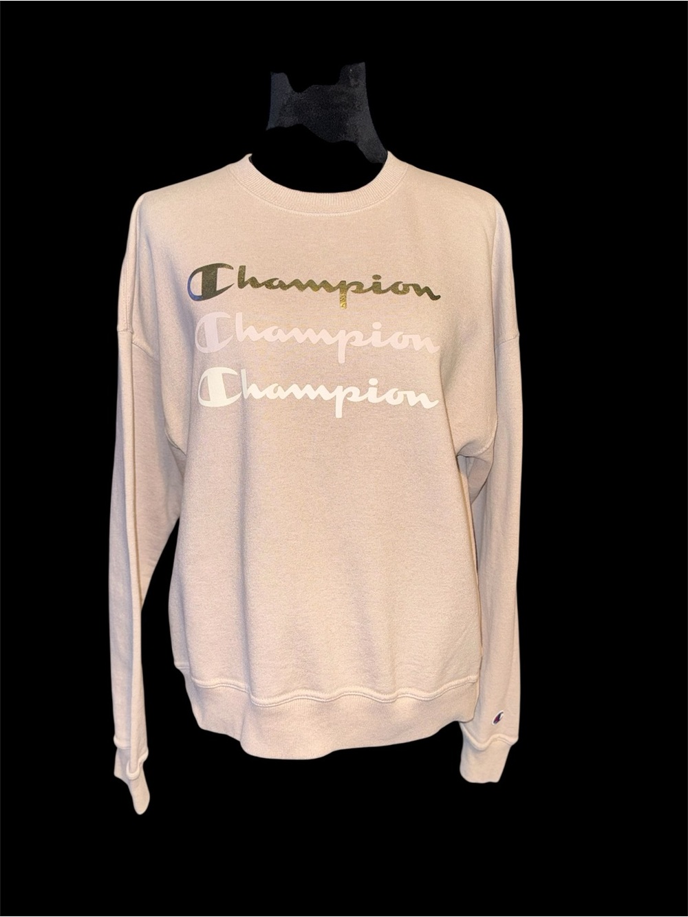 Champion Light Heather pink Crewneck Sweatshirt with Logo Print
